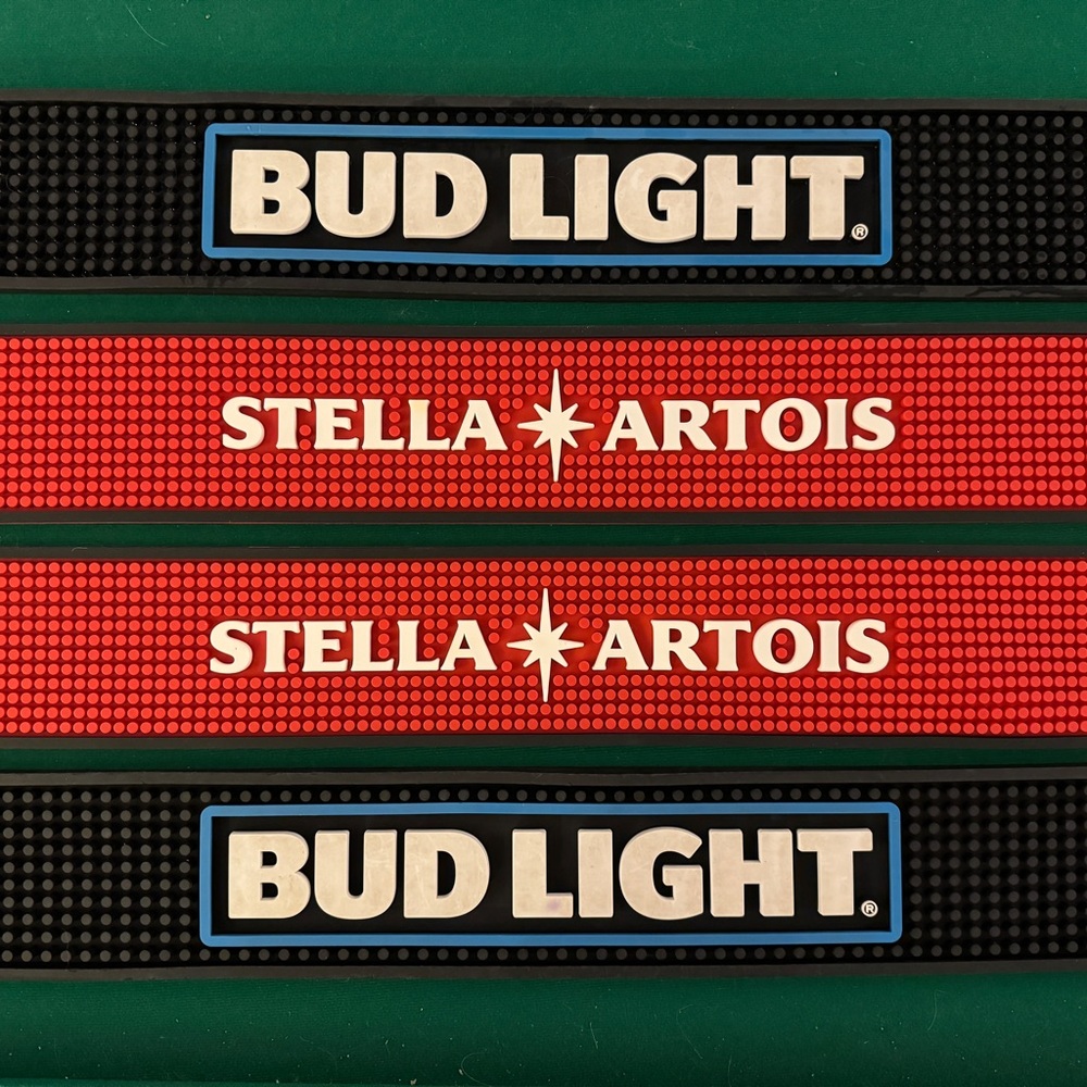 Professional Bar Spill Mats Bud Light Stella Artois - SET of 4 - Picture 9 of 10